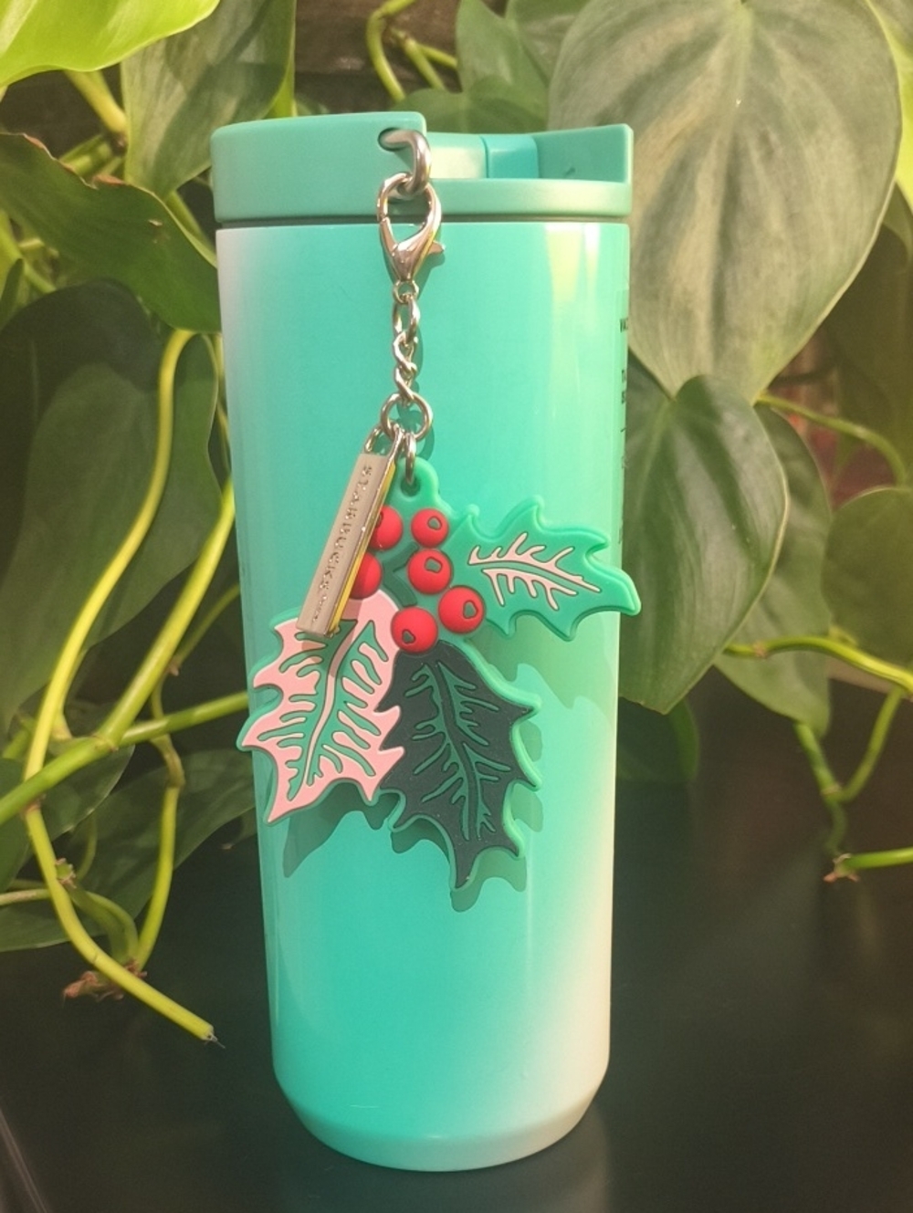 Starbucks Holiday Insulated Tumbler Holly charm 12 oz NWT